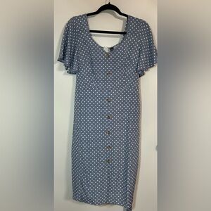 SHEIN Blue Polka Dot Midi Dress / NWOT